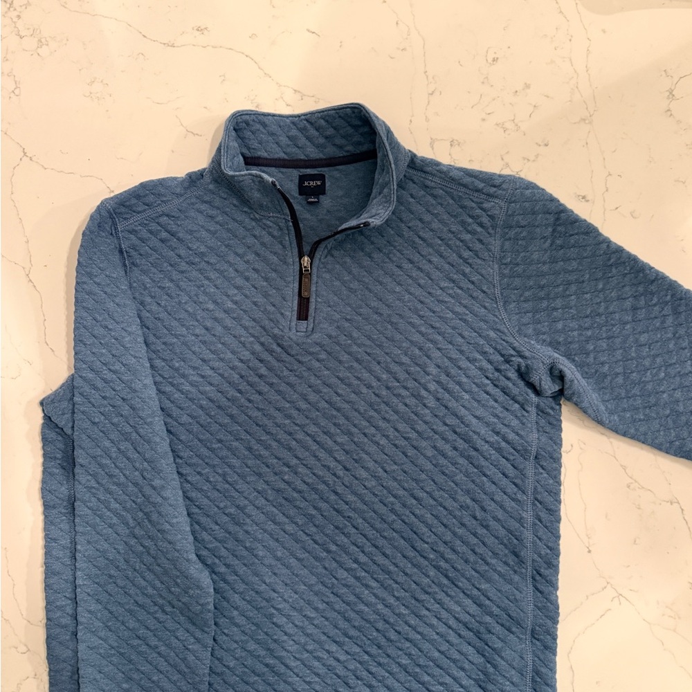 J. Crew Men's Blue Quilted Zip-Up Sweater